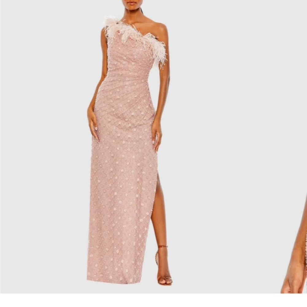 Mac Duggal Blush One-Shoulder Maxi Dress